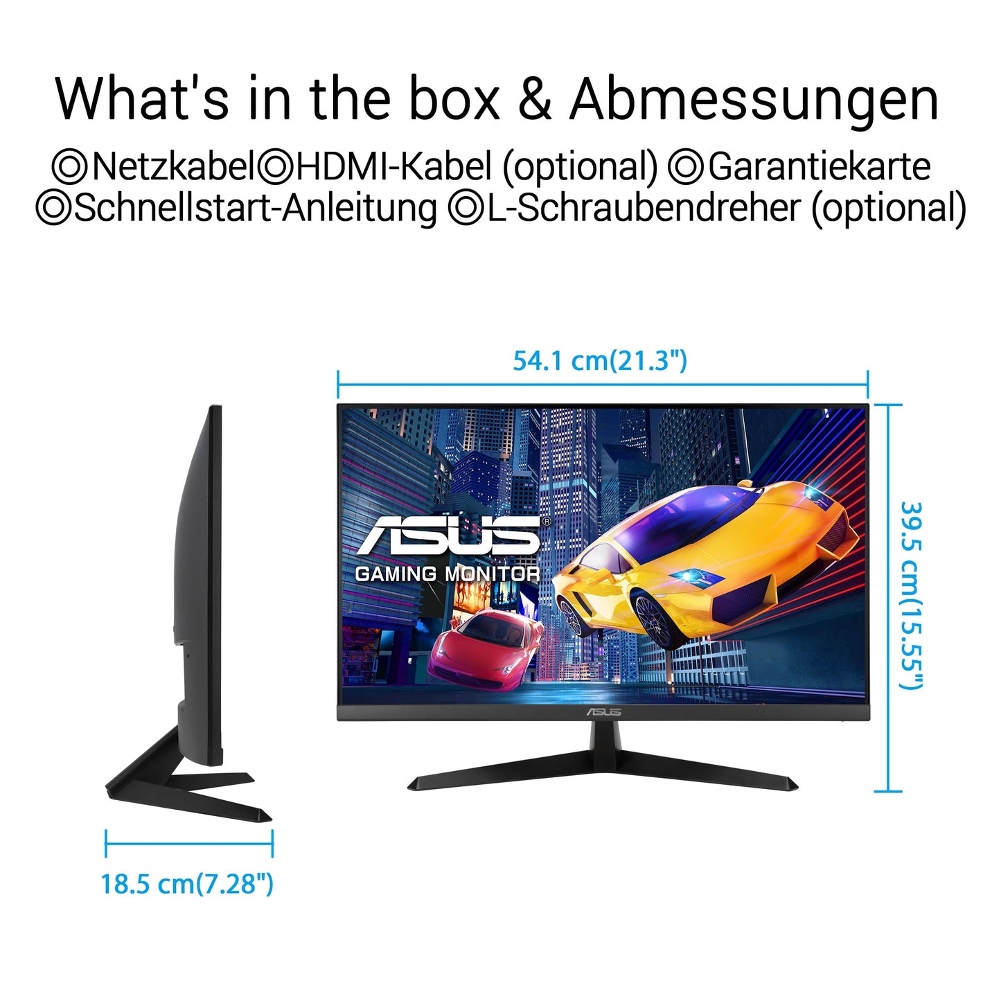 ASUS Eye Care VY249HF - 24 Zoll Full HD Monitor - 100 Hz, 1ms MPRT, AdaptiveSync - IPS Panel, Vesa 100x100, 16:9, 1920x1080, HDMI