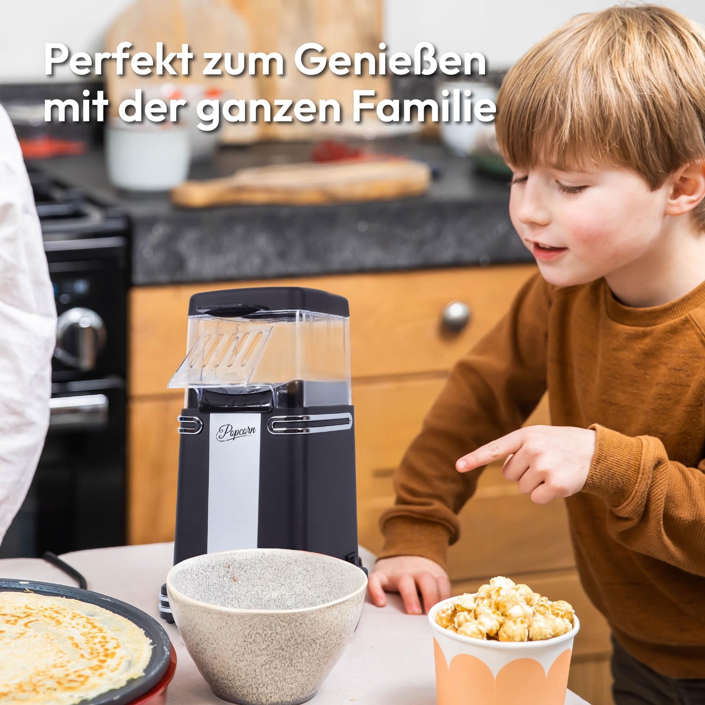Gadgy Popcorn Maschine groß - Retro Popcorn Maker 5 L - Popcorn Maker mit Antihaftbeschichtung und abnehmbarer Heizfläche - Popkorn Maschine rot - Popcornmaschine 800W - Popcorn machine