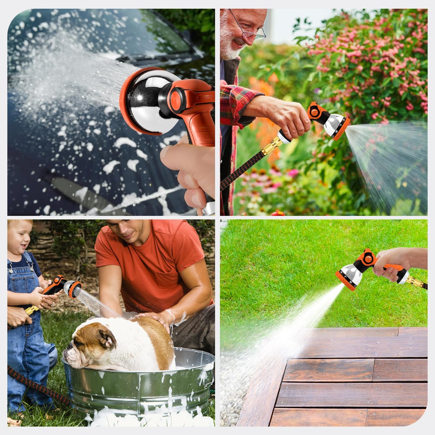Yofidra Flexibler Gartenschlauch 30m, 3 Lagiger Latex Wasserschlauch mit 3/4 Zoll und 1/2 Zoll Metallanschlüsse, 3450D-Gewebe, Knickfrei, Strapazierfähiger Garden Hose Schlauch mit 10 Düse
