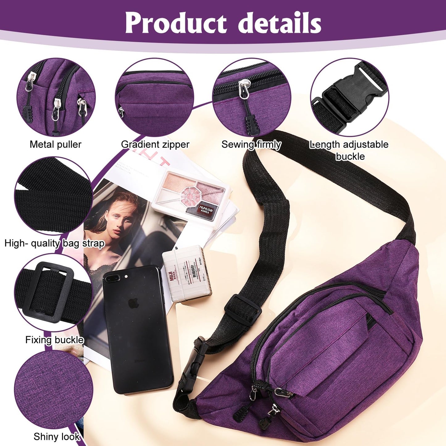 2-Piece Waterproof Waist Bag Set for Men & Women