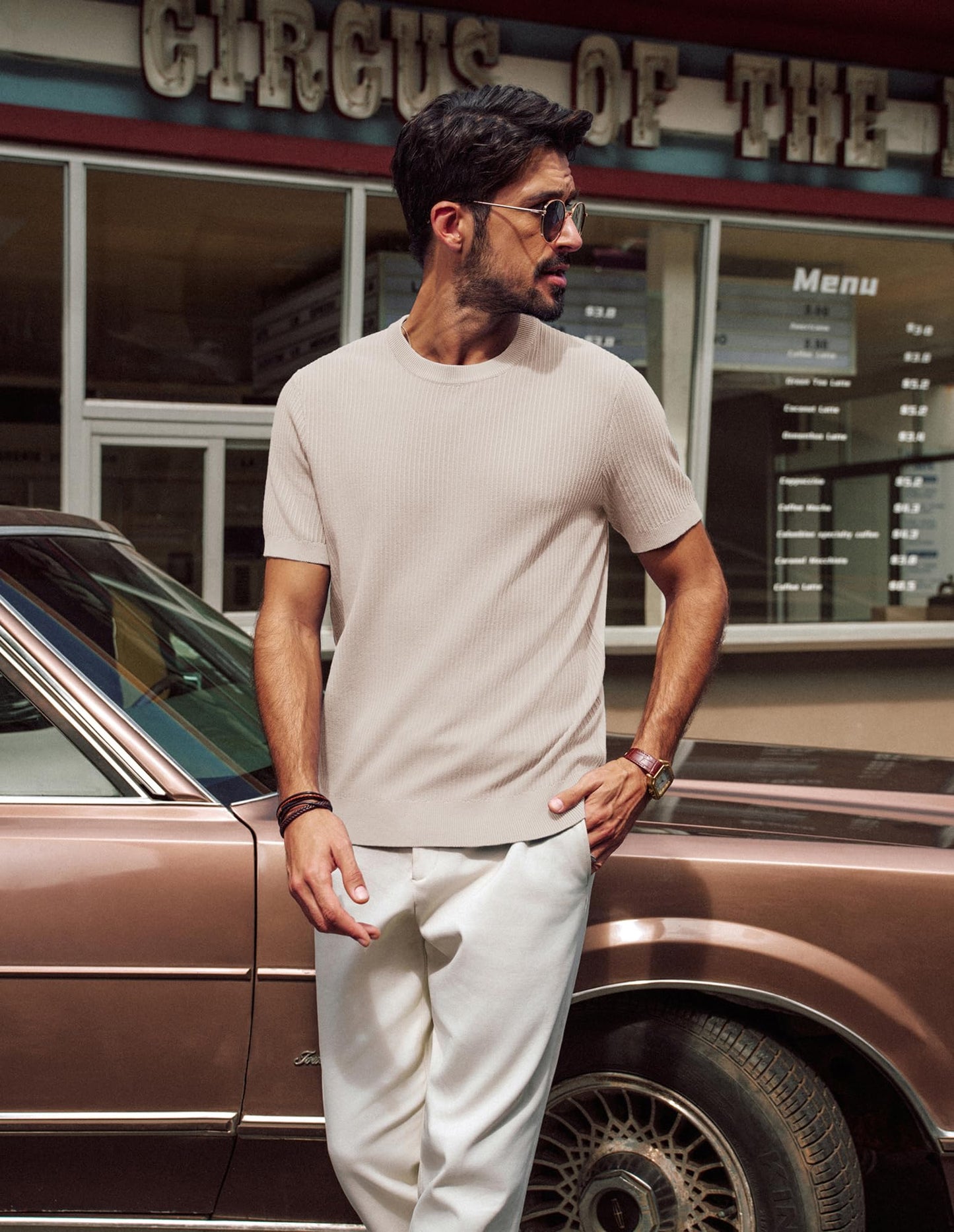 Men’s Short Sleeve Knitted Crew Neck T-Shirt