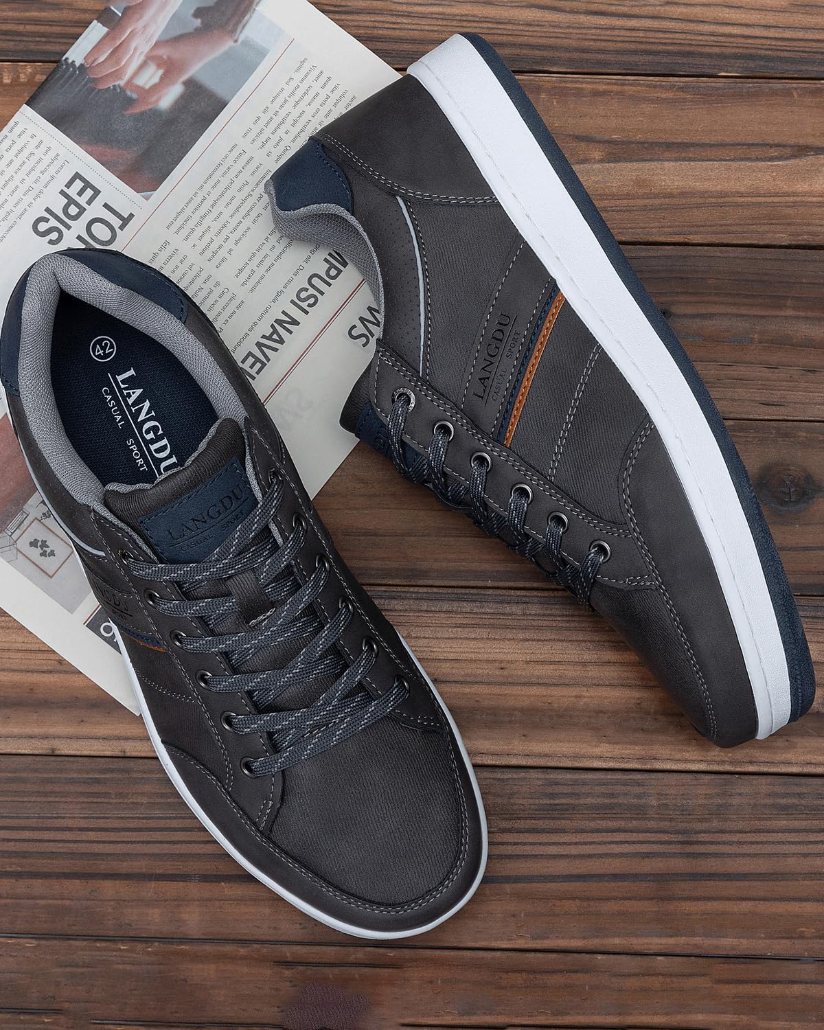 LANGDU Men’s Casual Sneakers – Lightweight Breathable Walking Sports Shoes