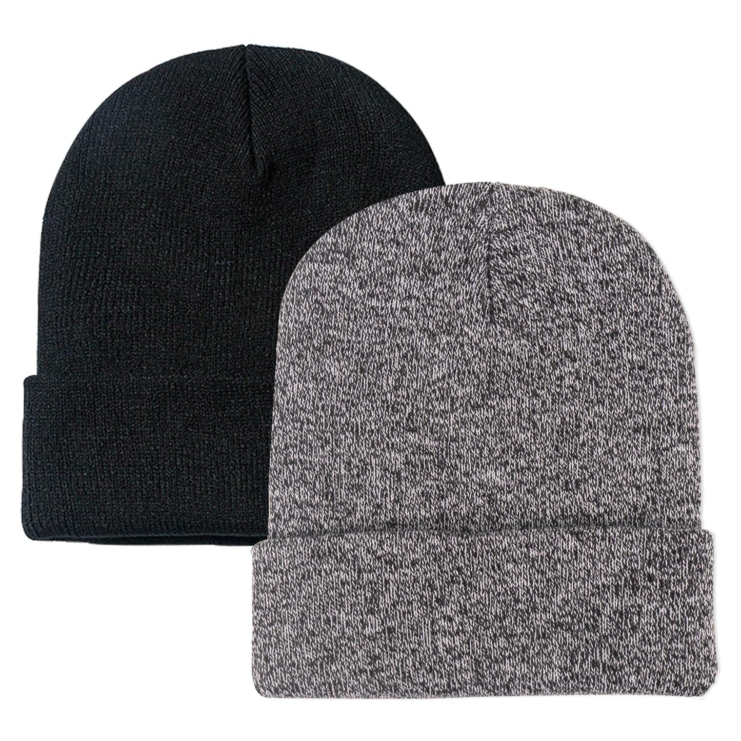ZOORON 1&2 Pack Beanie for Men Women Slouchy Beanie Hats Winter Knit Caps Soft Ski Hat Unisex