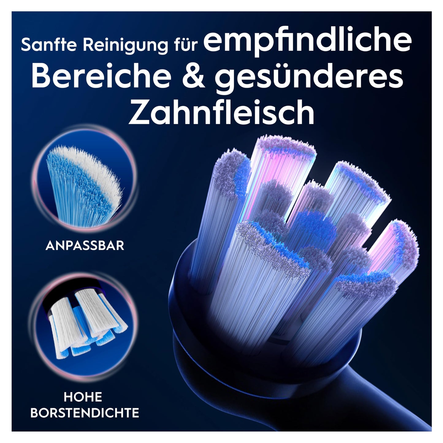 Oral-B iO Sanfte Reinigung, Original Aufsteckbürsten, geeignet für empfindliches Zahnfleisch, Schwarz, 8 Stück