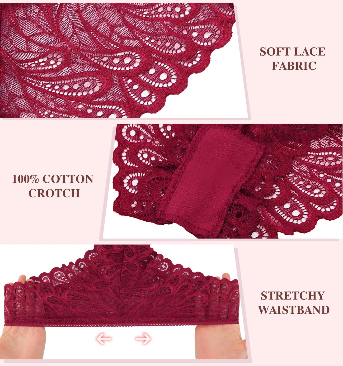 Lishang Women's Lace Thong 5-Pack - Sexy Low Waist Lingerie