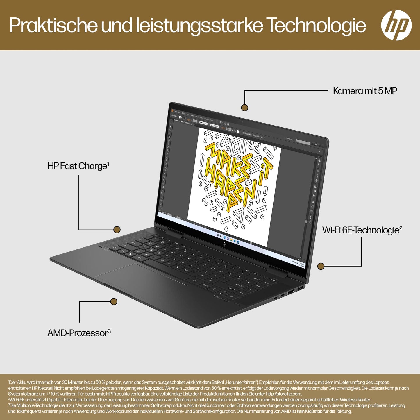 HP Envy x360 15.6" FHD Touch, Ryzen 7, 2-in-1 Convertible Laptop