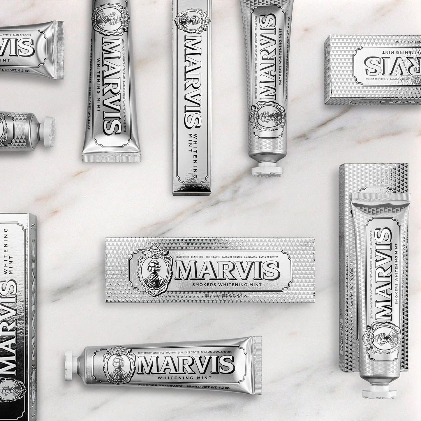 Marvis Whitening Mint Zahnpasta, 85 ml, Whitening Zahnpasta fördert eine natürliche Zahnaufhellung, Zahncreme entfernt Plaque & verleiht langanhaltende Frische