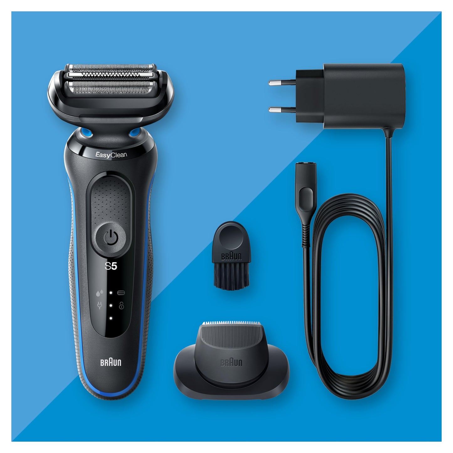 Braun Series 5 Elektrorasierer mit EasyClick Barttrimmer Aufsatz, Rasierer Herren Elektrisch Ladestation, EasyClean, Wet & Dry, rasierapparat, trockenrasierer, Made in Germany, 51-M4500cs, mintgrün