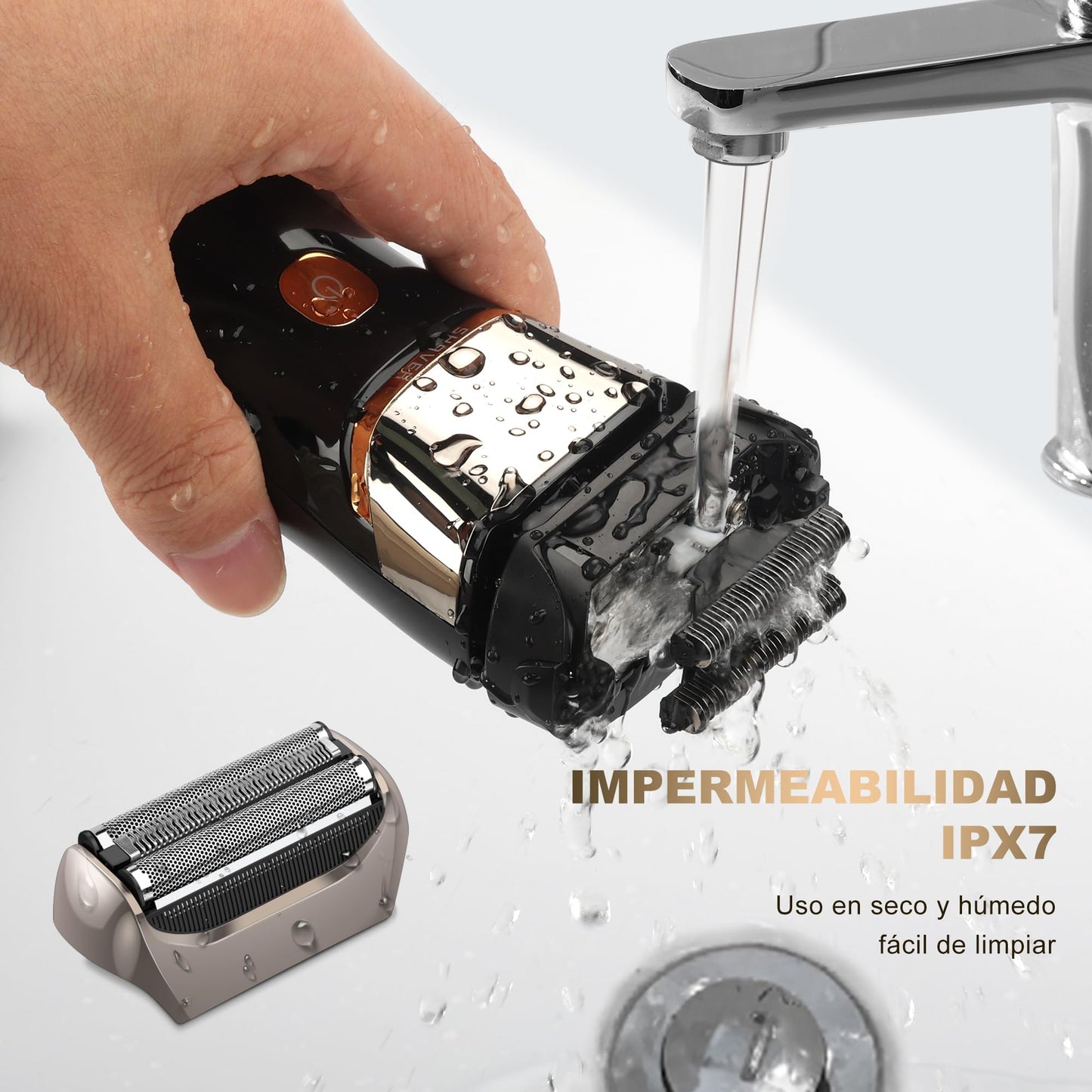 Men's Foil Shaver, 2-in-1 Razor, Electric Rechargeable USB Shaver, Men's Wet Razor & Dry Shaver, Electric Shaver, Men's 100 Minutes Running Time, Zero Gap Skin, IPX7 Washable