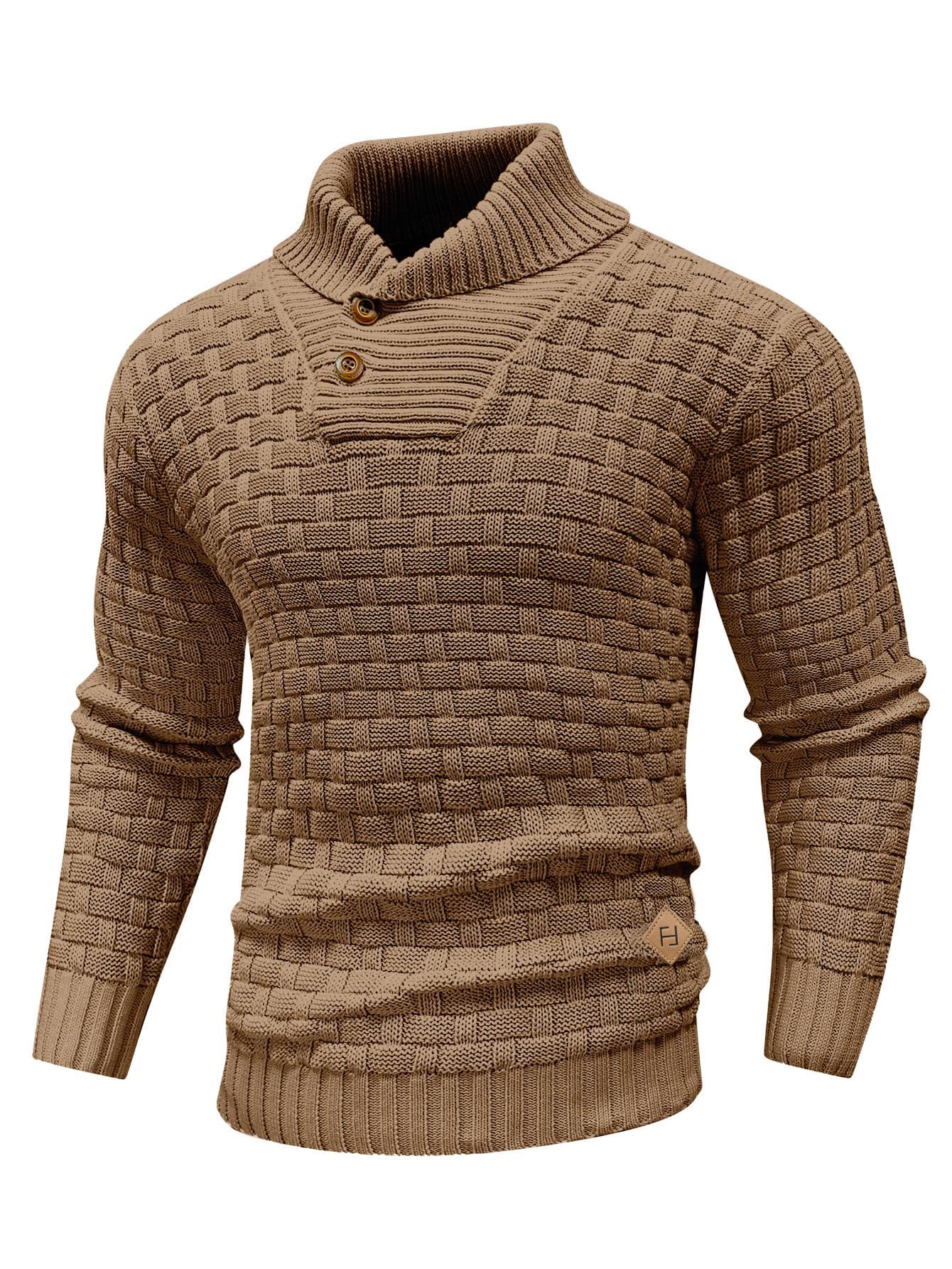 HYPESTFIT Men’s Mock Neck Sweater – Textured Knit Pullover