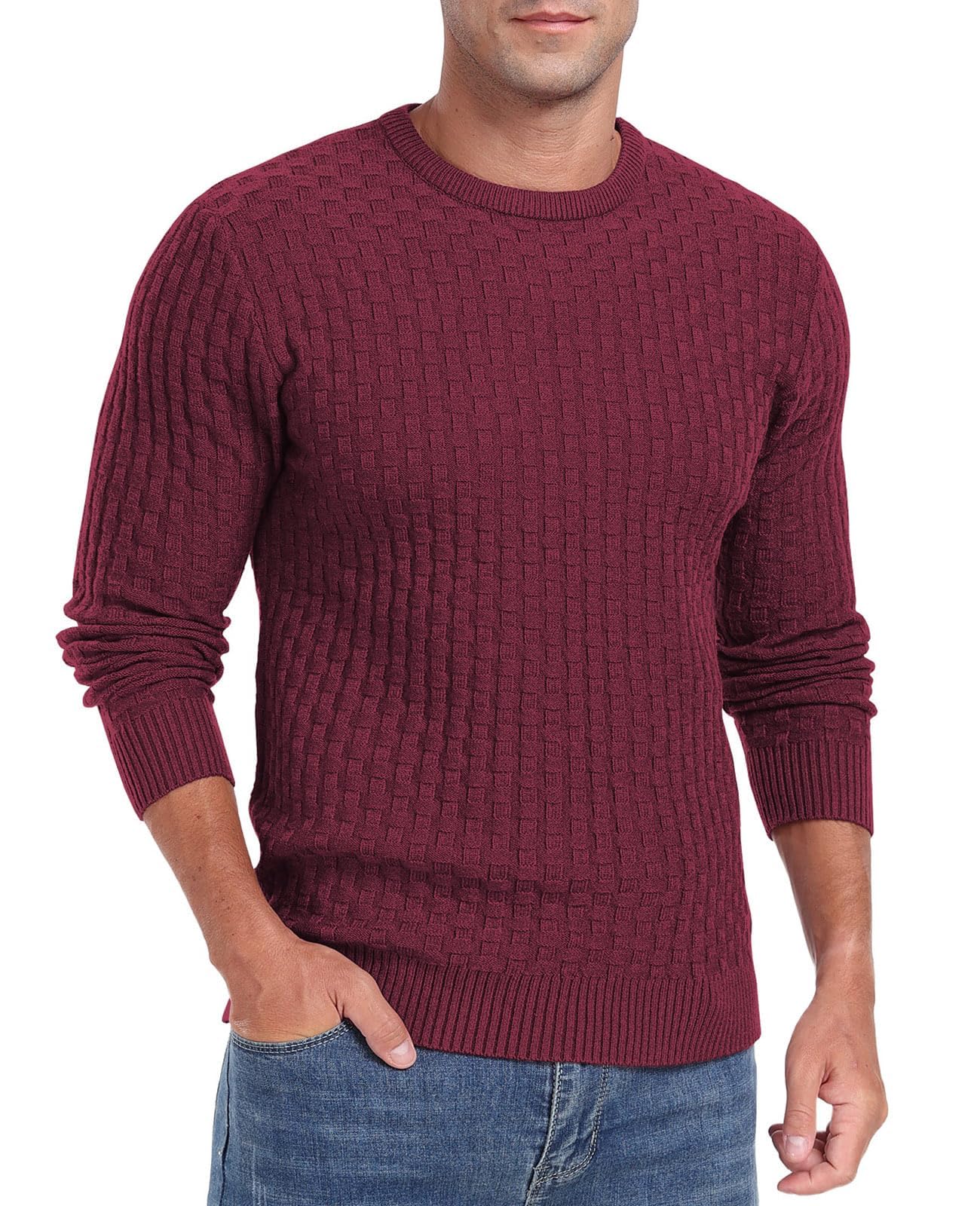 Sailwind Men’s Crew Neck Waffle Knit Sweater