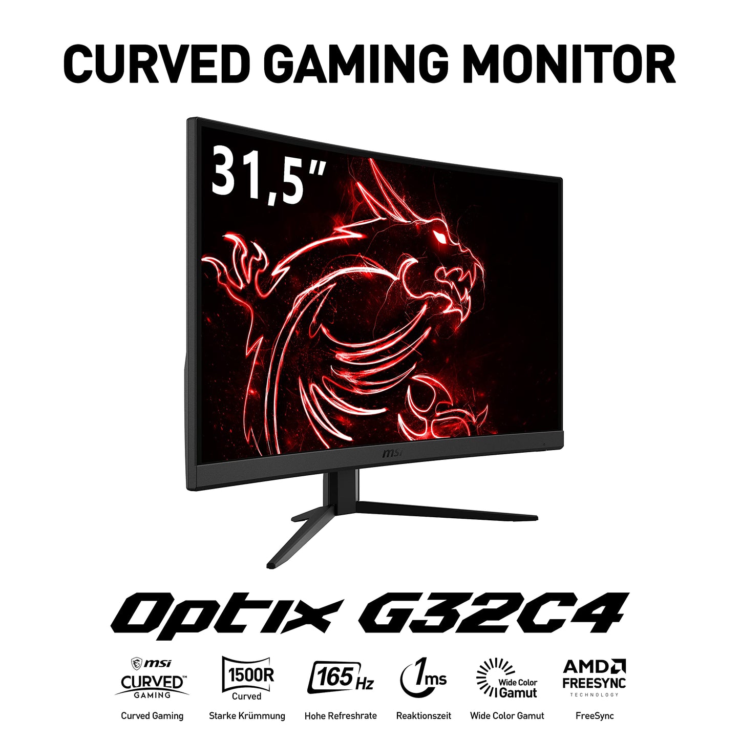 MSI G2422C 23,6 Zoll FHD Curved Gaming Monitor - 1500R 1920 x 1080 VA Panel, 180Hz / 1ms, Adaptive Sync - DP 1.2a, HDMI 2.0b CEC