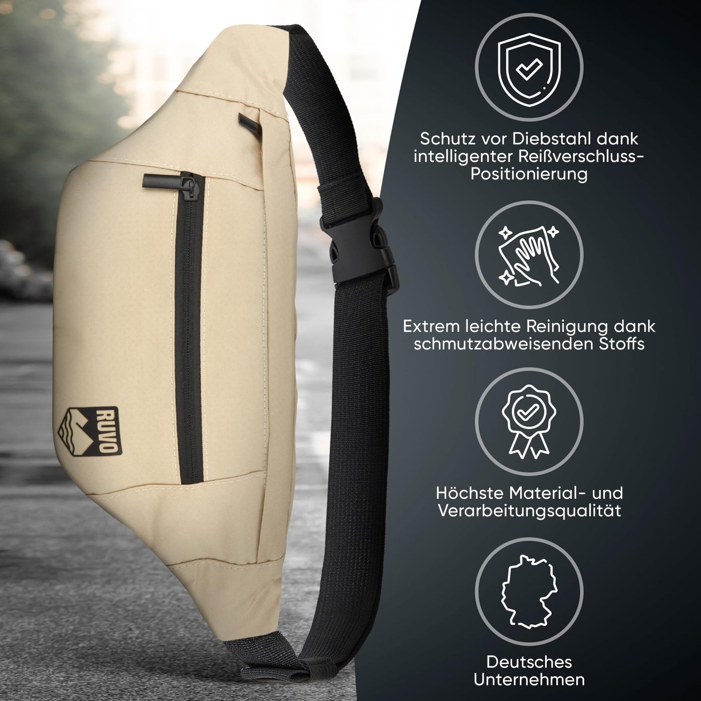 RUVO Waist Bag – Stylish & Spacious Unisex Hip Bag for Every Activity