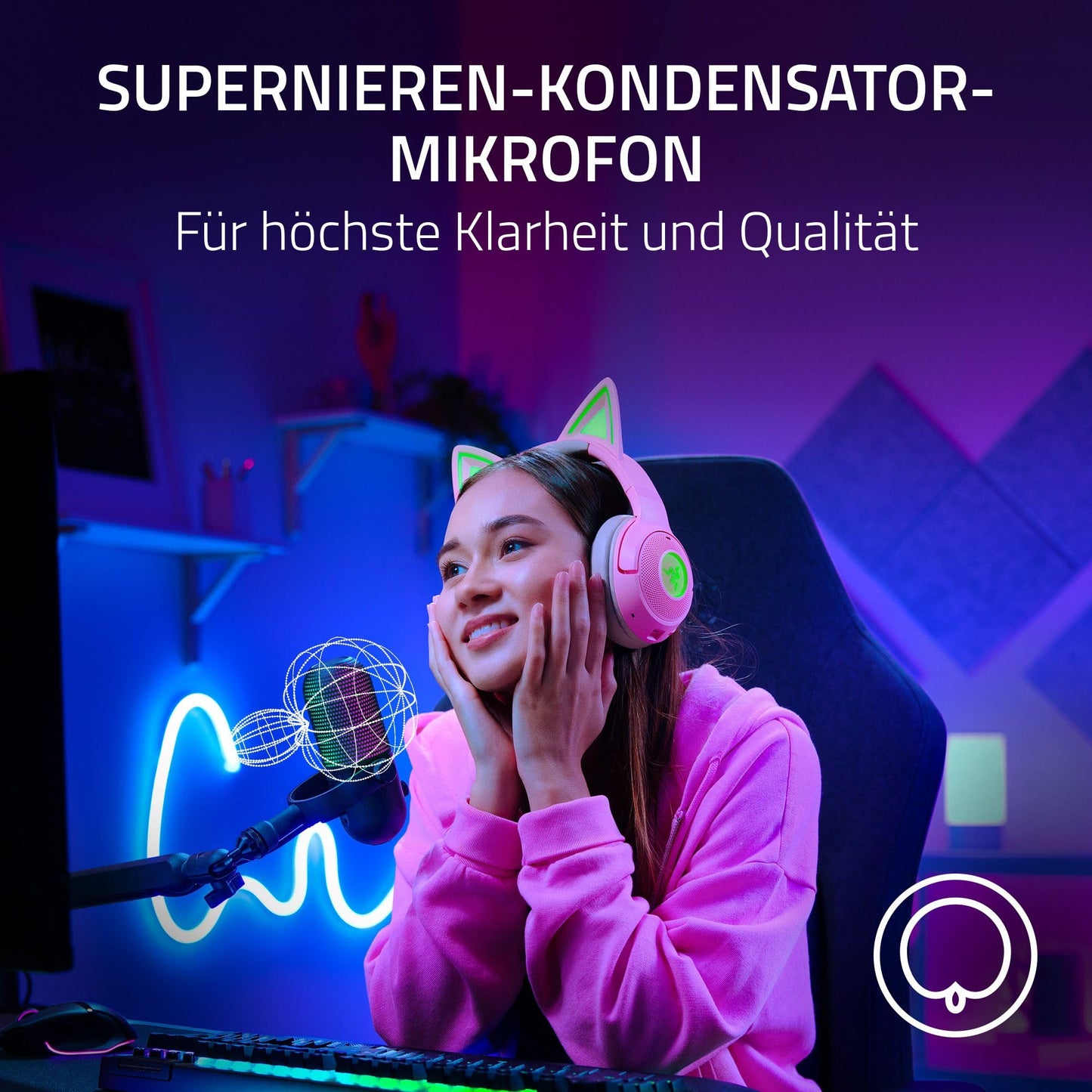 Razer Seiren V3 Mini - Ultrakompaktes USB-Mikrofon (14mm Supernieren Kondensatormikrofon, Tap-to-Mute-Sensor mit LED-Anzeige, integrierter Stoßdämpfer, Plug-and-Play Design) Schwarz