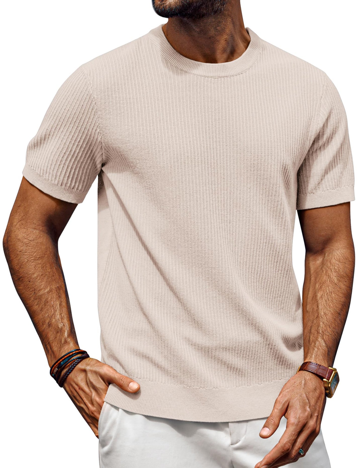 Men’s Short Sleeve Knitted Crew Neck T-Shirt