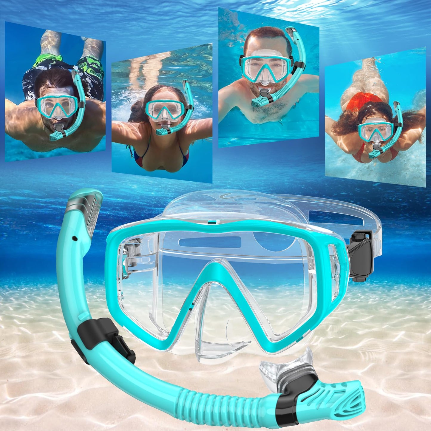 JEMULICE Schnorchelset Erwachsene, Schnorcheln Set mit Taucherbrille und Dry Schnorchel für Herren und Damen, Anti-Leck & Anti-Fog Tauchmaske aus Gehärtetem Glas für Tauchen, Schnorcheln und Schwimmen