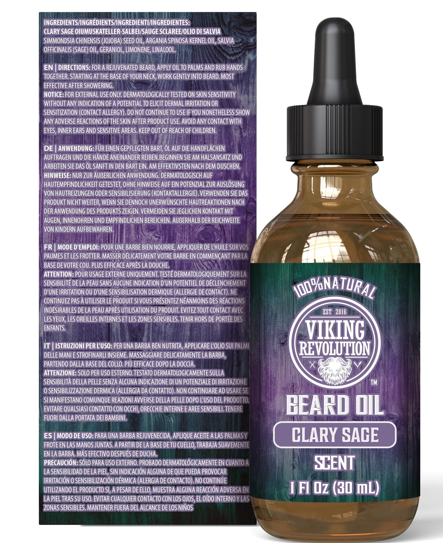 Viking Revolution - Bartöl - Macht Weich, Schützt und Stärkt - Natürliches Argan- und Jojobaöl - Bartöl Herren - Geschenke Für Männer - Sandelholz - 30 ml