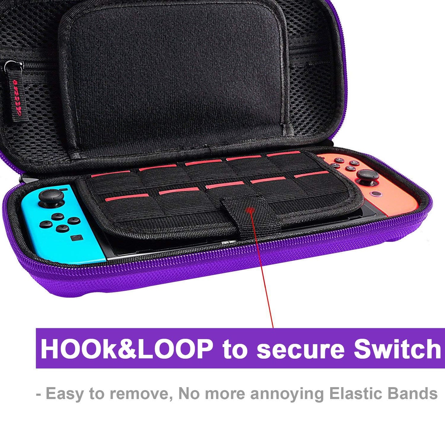 daydayup Tasche Kompatibel mit Nintendo Switch und New Switch OLED, Harte Tragetasche Hülle Case für die Nintendo Switch, Schutzhülle mit Aufbewahrung für 20 Spiele, Konsole & Zubehör - Schwarz