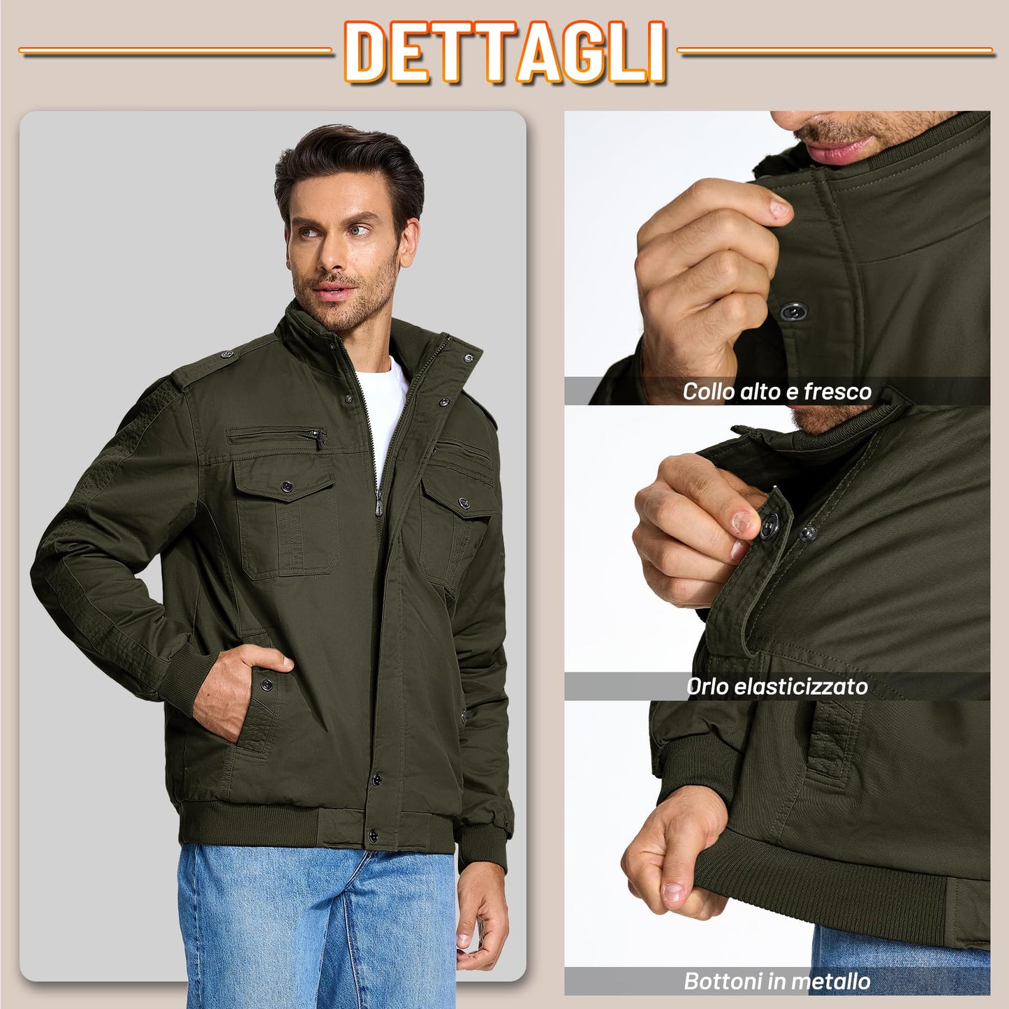 KEFITEVD Men’s Winter Fleece Jacket – Sherpa Lined Military Field Coat