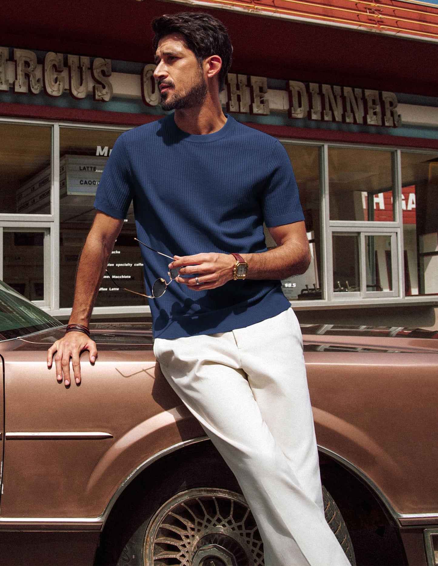 Men’s Short Sleeve Knitted Crew Neck T-Shirt
