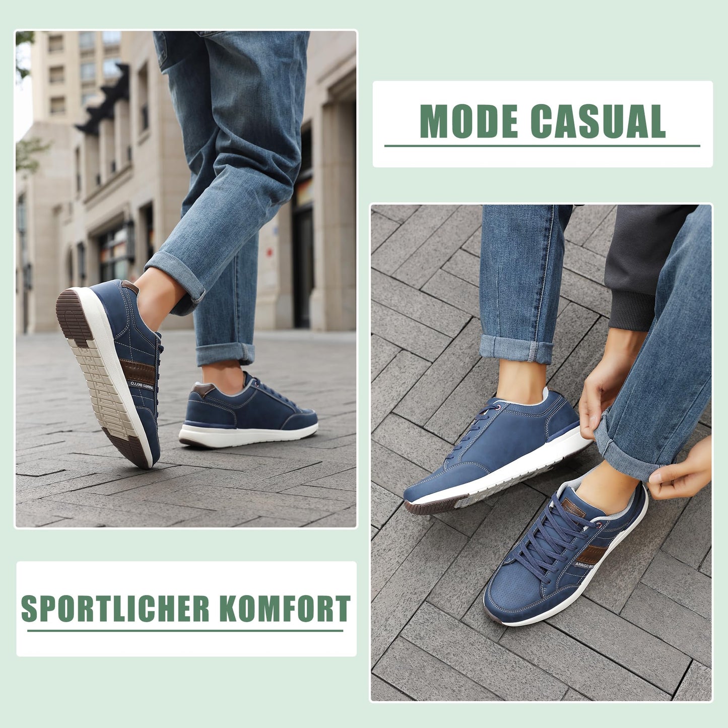 Men’s Casual Fashion Sneakers – Lightweight Non-Slip Faux Leather Shoes