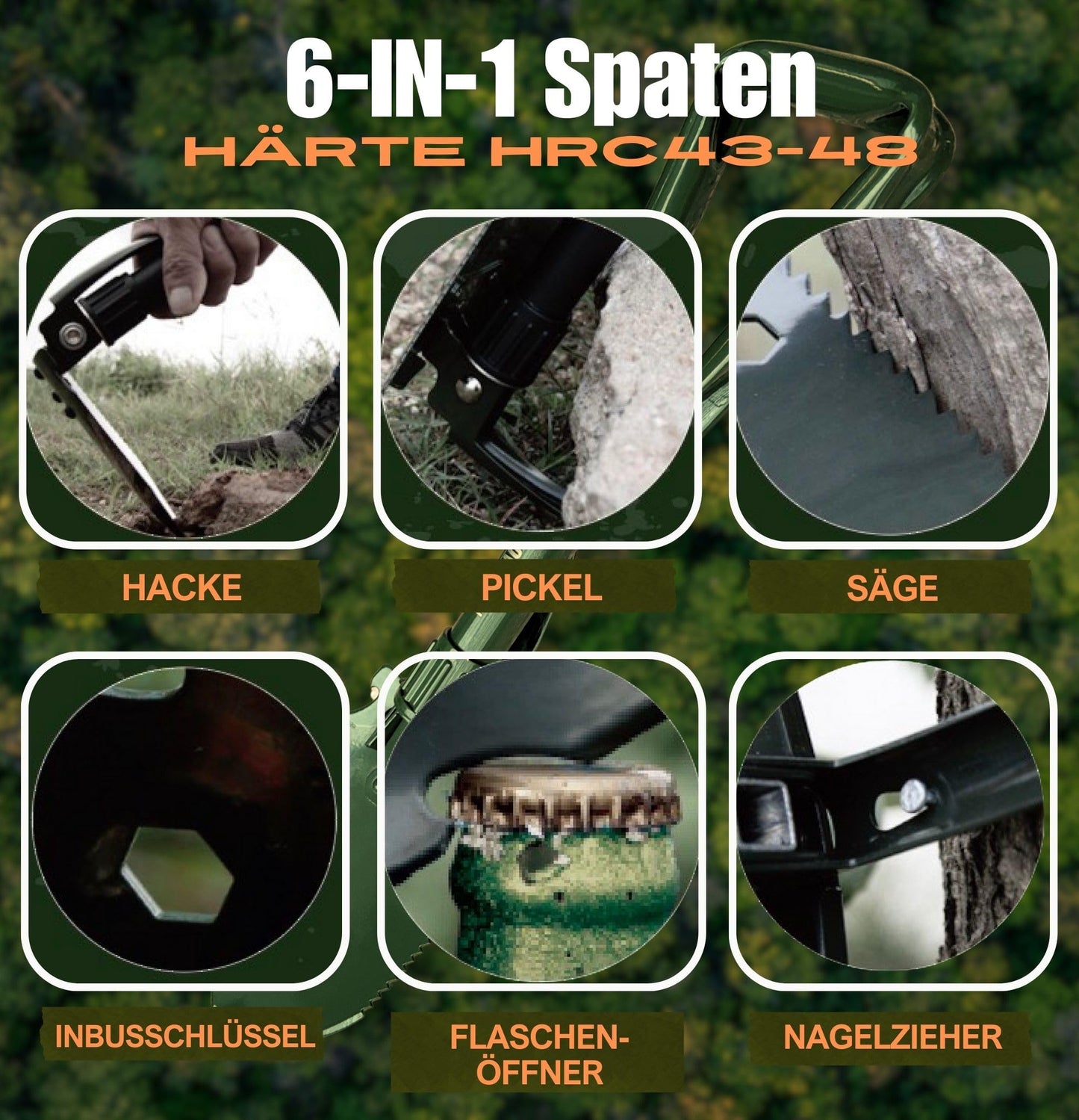MiCadeau Klappspaten, Ostergeschenk, Geburtstagsgeschenk für Männer, Garten Spaten, Schaufel aus robustem Karbonstahl m. Gürteltasche, ideal fürs Abenteuer, Zelten, Outdoor, Autozubehör (Schwarz)