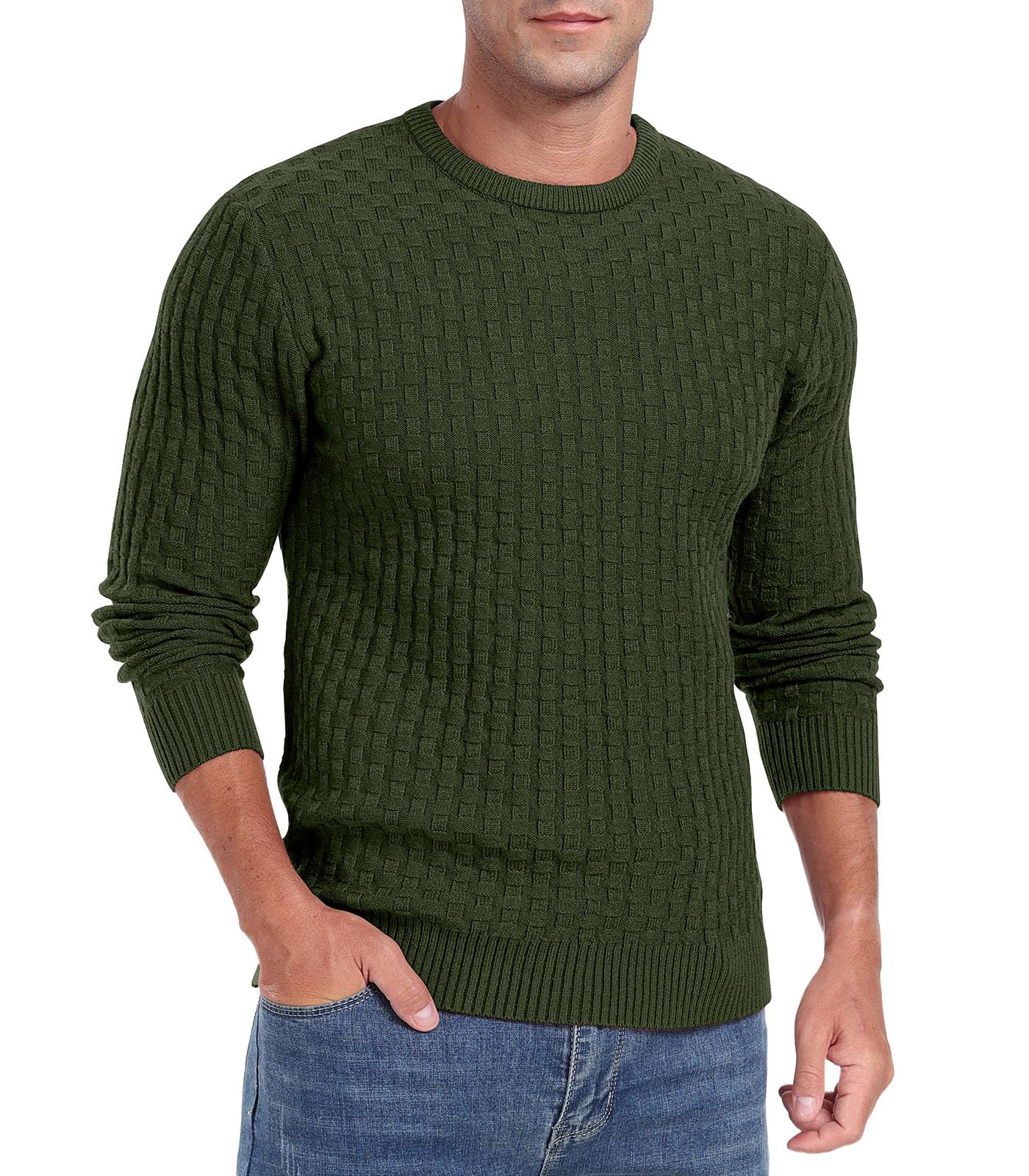 Sailwind Men’s Crew Neck Waffle Knit Sweater