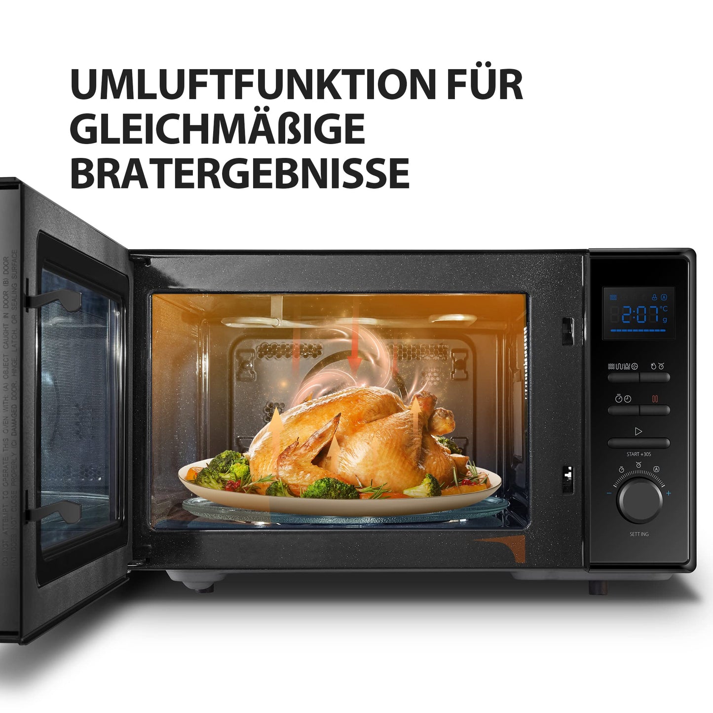 Toshiba MV-AM20T(BK) Mikrowelle/Solo-Mikrowelle/ 20 L/ 800 W/ 5 Leistungsstufen/ 12 Automatikprogramme/Emaille Innenraum/einfach zu reinigen/Auftaufunktion/Glasdrehteller (24,5 cm) /Schwarz