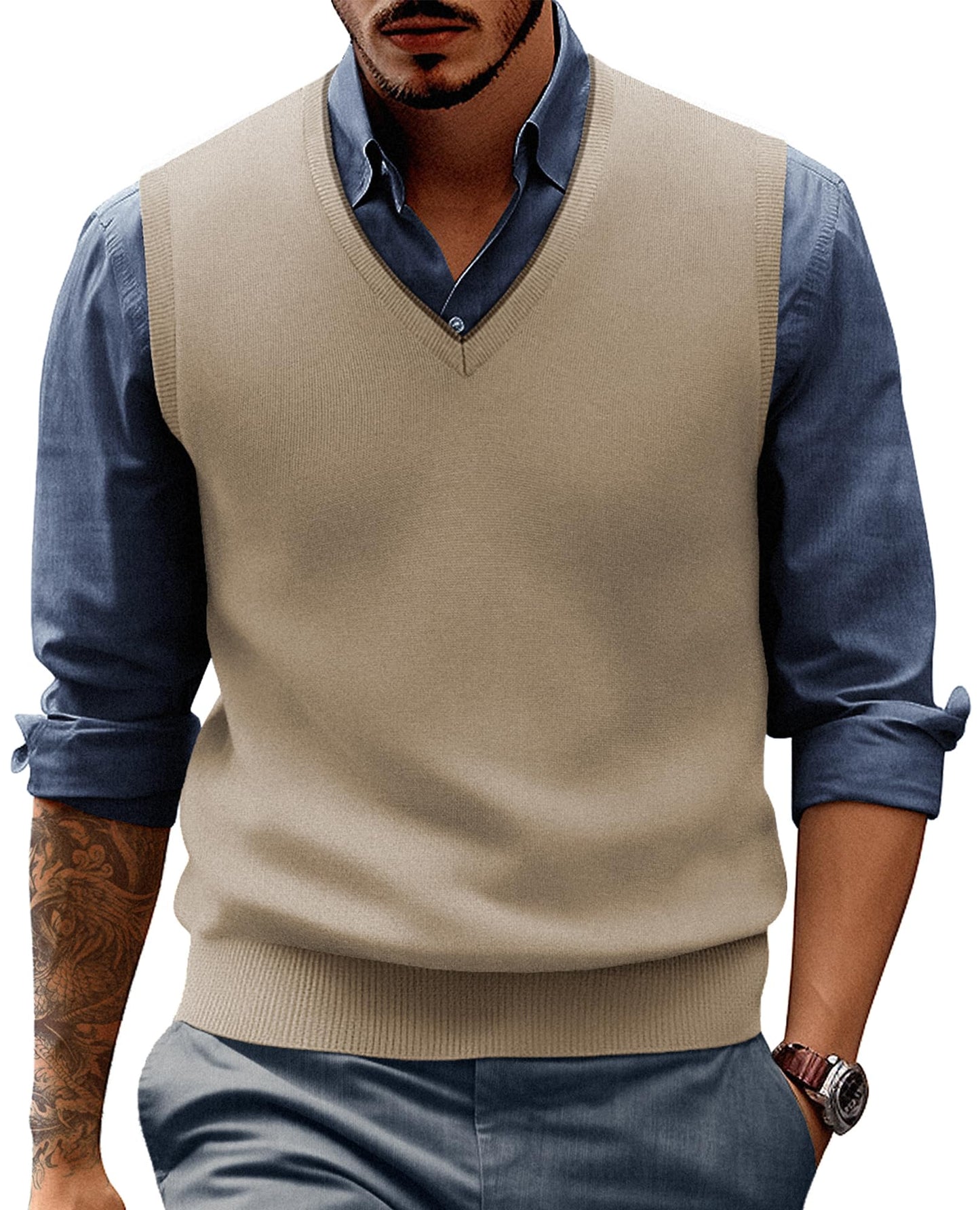 PJ PAUL JONES Men’s Sweater Vest – Wool Blend V-Neck Pullover