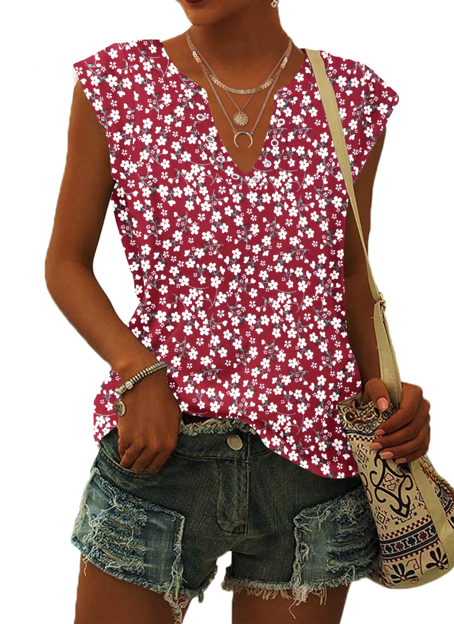 PLOKNRD Women's V-Neck Summer T-Shirt