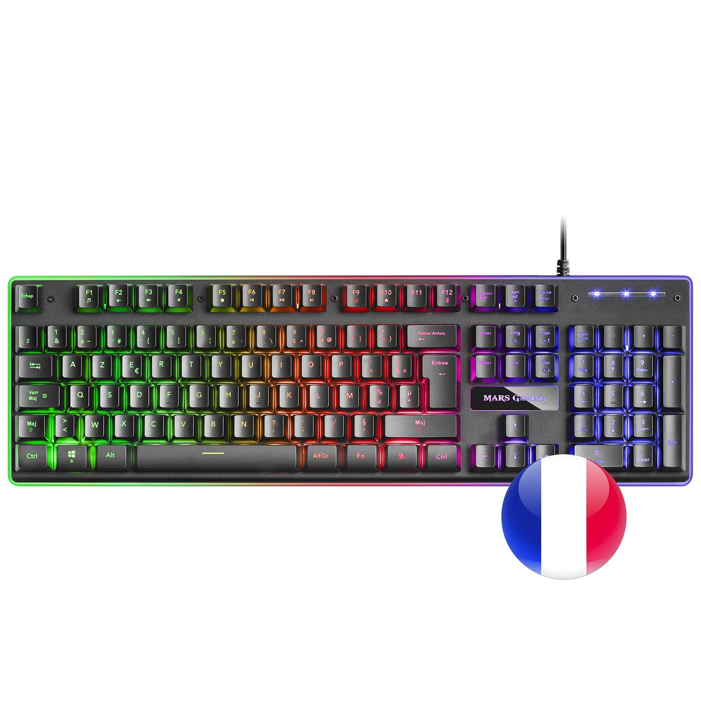 MARSGAMING MCP-RGB3, Pack Gaming Keyboard Fixed RGB + Gaming Mouse RGB Flow 3200 DPI + Headset Over-Ear RGB + XXL Mouse Pad, White, Portuguese Language