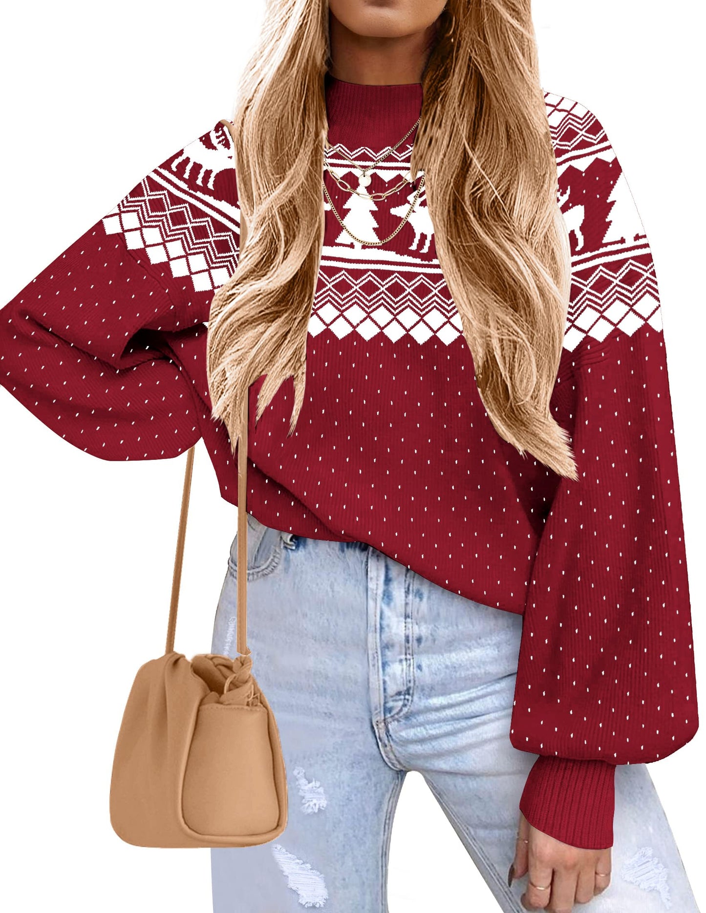 Zeagoo Women’s Puff Sleeve Knit Sweater – Cozy Loose Fit Pullover