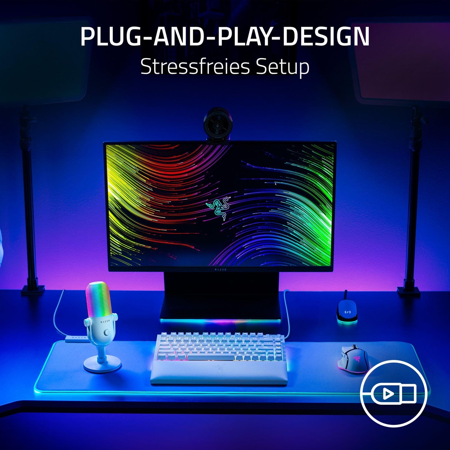 Razer Seiren V3 Mini - Ultrakompaktes USB-Mikrofon (14mm Supernieren Kondensatormikrofon, Tap-to-Mute-Sensor mit LED-Anzeige, integrierter Stoßdämpfer, Plug-and-Play Design) Schwarz