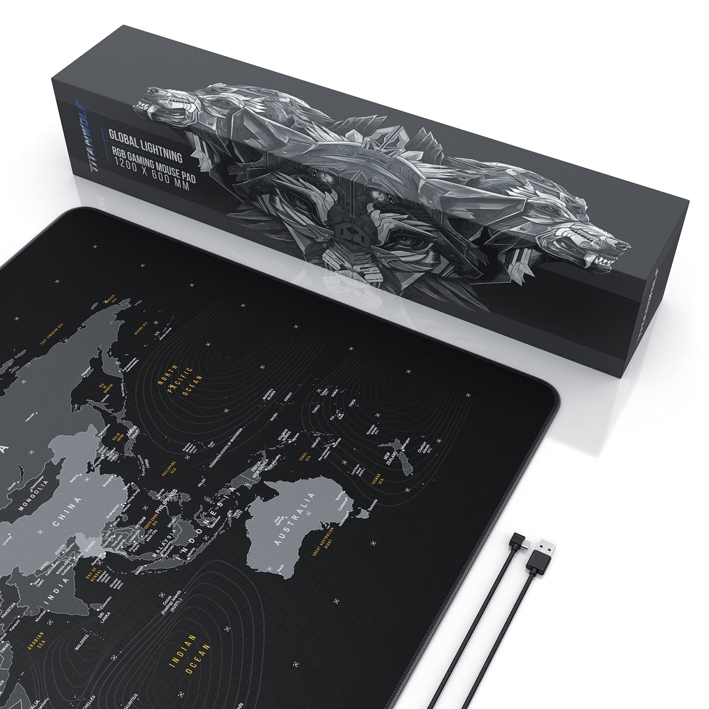 TITANWOLF - RGB Gaming Mauspad - LED Schreibtischunterlage - 800x300 mm - XXL Mousepad - LED Multi Color - 11 Beleuchtungs-Modi - 7 LED Farben Plus 4 Effektmodi - abwaschbar - Stars