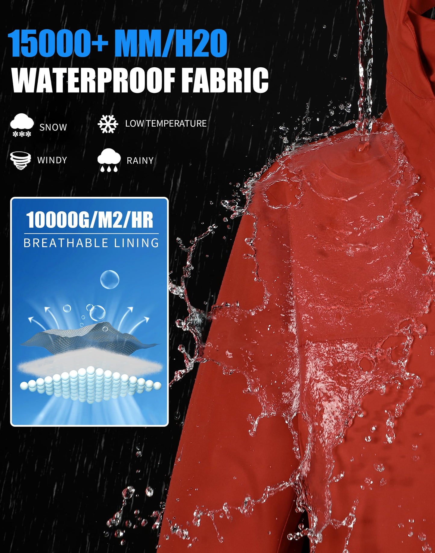 Men’s Ski Jacket – Waterproof, Warm & Breathable Snowboarding Winter Coat