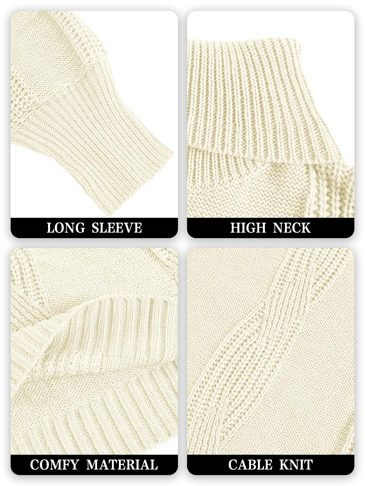 Imily Bela Women’s Cable Knit Turtleneck Sweater – Soft & Warm