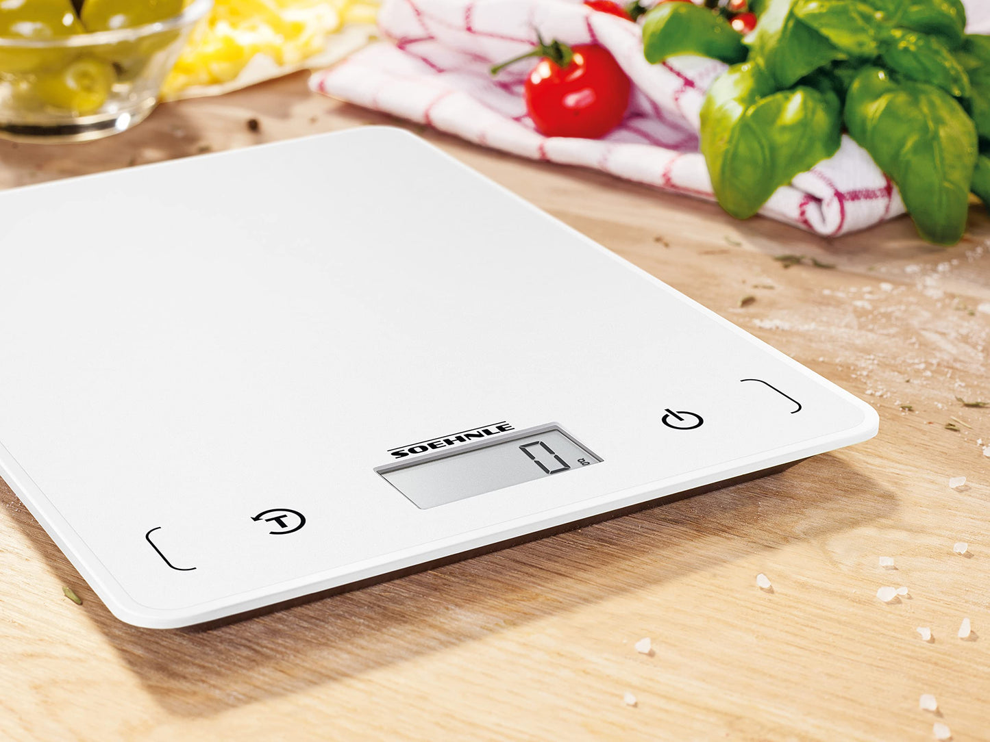 Soehnle Küchenwaage Page Compact 300 weiß, digitale Küchenwaage bis zu 5 kg Tragkraft, Waage mit leicht ablesbarer LCD-Anzeige, Digitalwaage mit Zuwiegefunktion