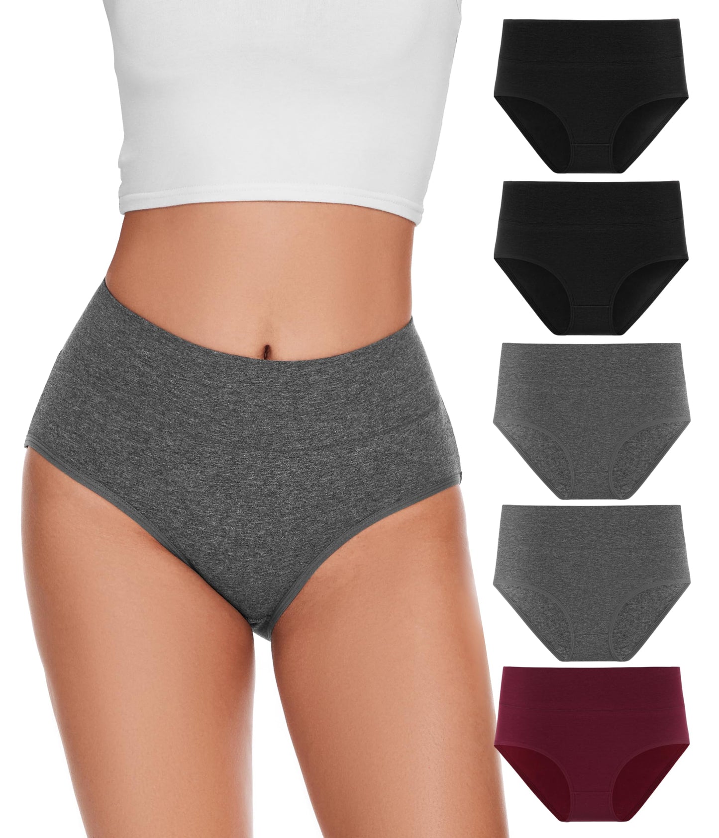 Women’s High Waist Cotton Panties 5-Pack - Sizes S-3XL
