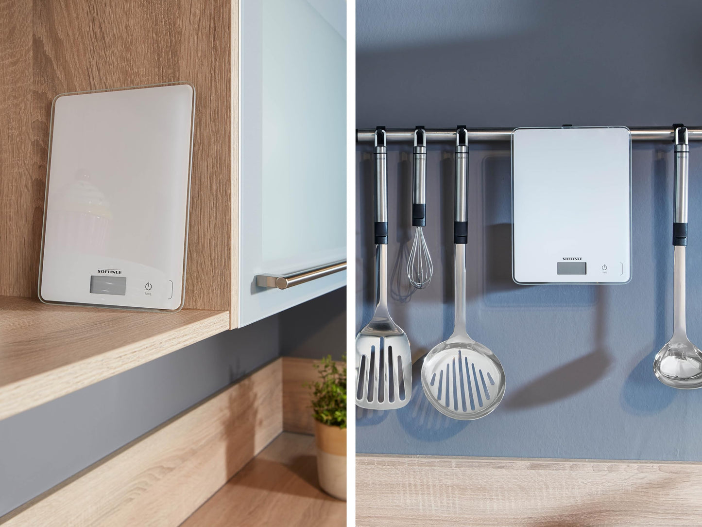 Soehnle Küchenwaage Page Compact 300 weiß, digitale Küchenwaage bis zu 5 kg Tragkraft, Waage mit leicht ablesbarer LCD-Anzeige, Digitalwaage mit Zuwiegefunktion
