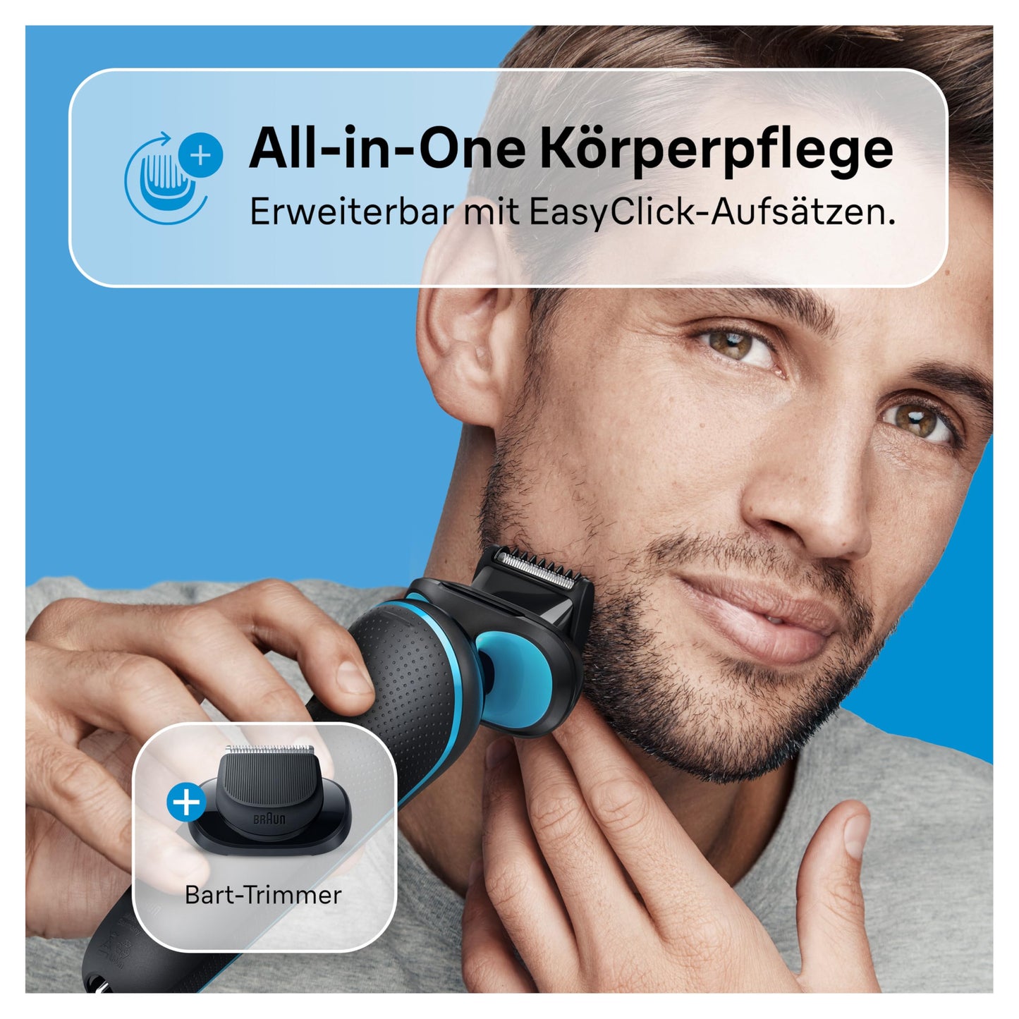 Braun Series 5 Elektrorasierer mit EasyClick Barttrimmer Aufsatz, Rasierer Herren Elektrisch Ladestation, EasyClean, Wet & Dry, rasierapparat, trockenrasierer, Made in Germany, 51-M4500cs, mintgrün