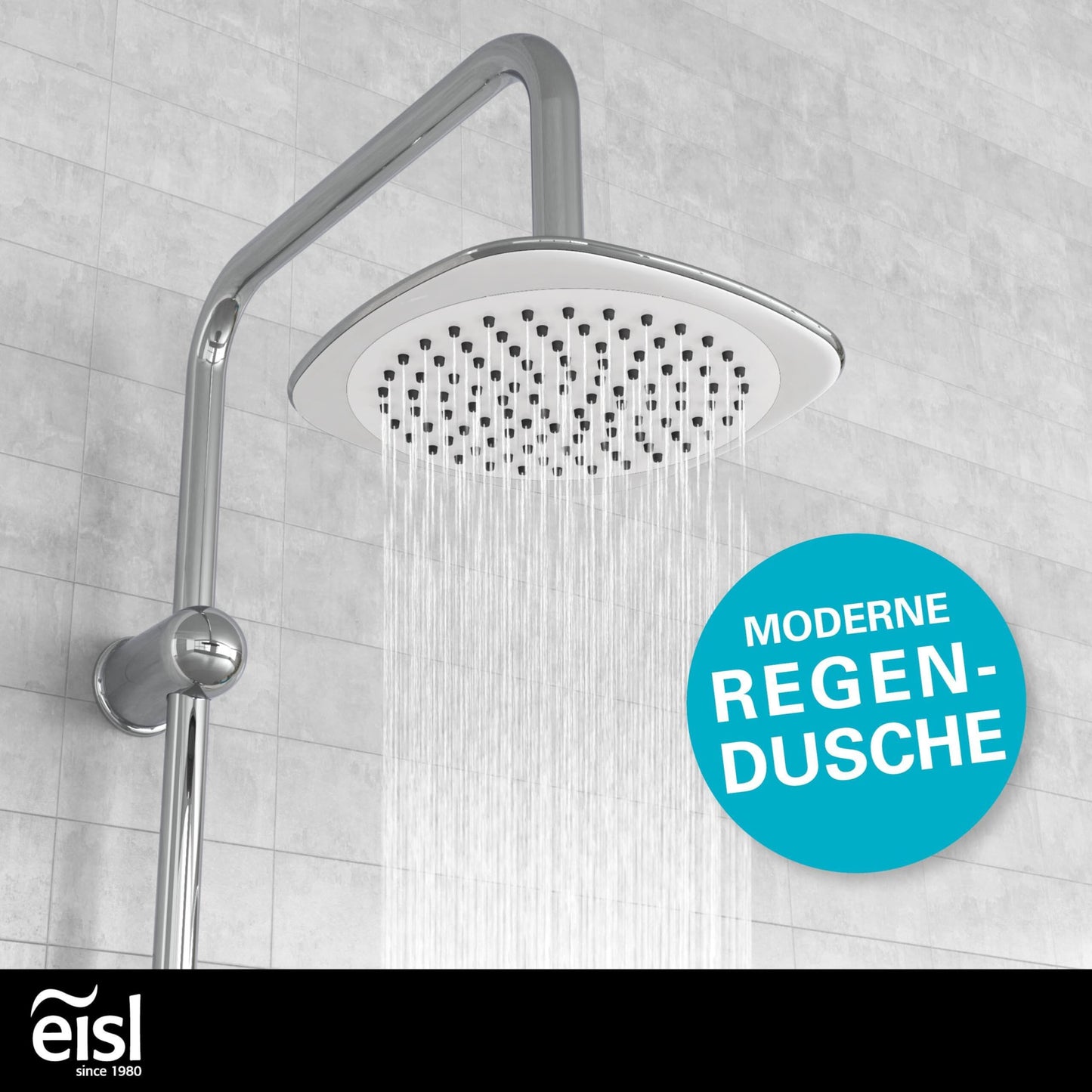 EISL Duschset EASY FRESH, Duschsystem ohne Armatur 2 in 1 mit großer Regendusche (250 x 200 mm) und Handbrause, Regendusche ohne Armatur ideal zum Nachrüsten, komplettes Montageset, Chrom DX12006
