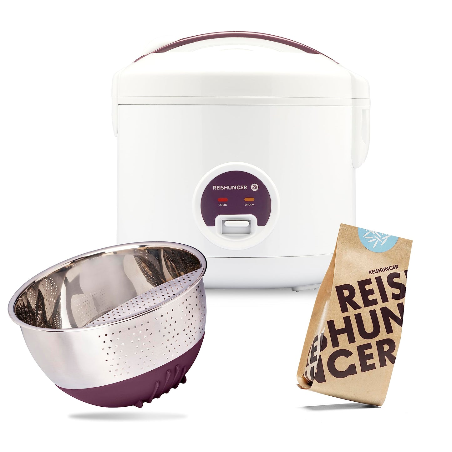 REISHUNGER Reiskocher & Dampfgarer mit Keramikbeschichtung - 1,2 L, Schwarz - Für 1-6 Personen - Schnelle Zubereitung ohne Anbrennen - Mit Warmhaltefunktion inkl. Dämpfeinsatz, Löffel & Messbecher