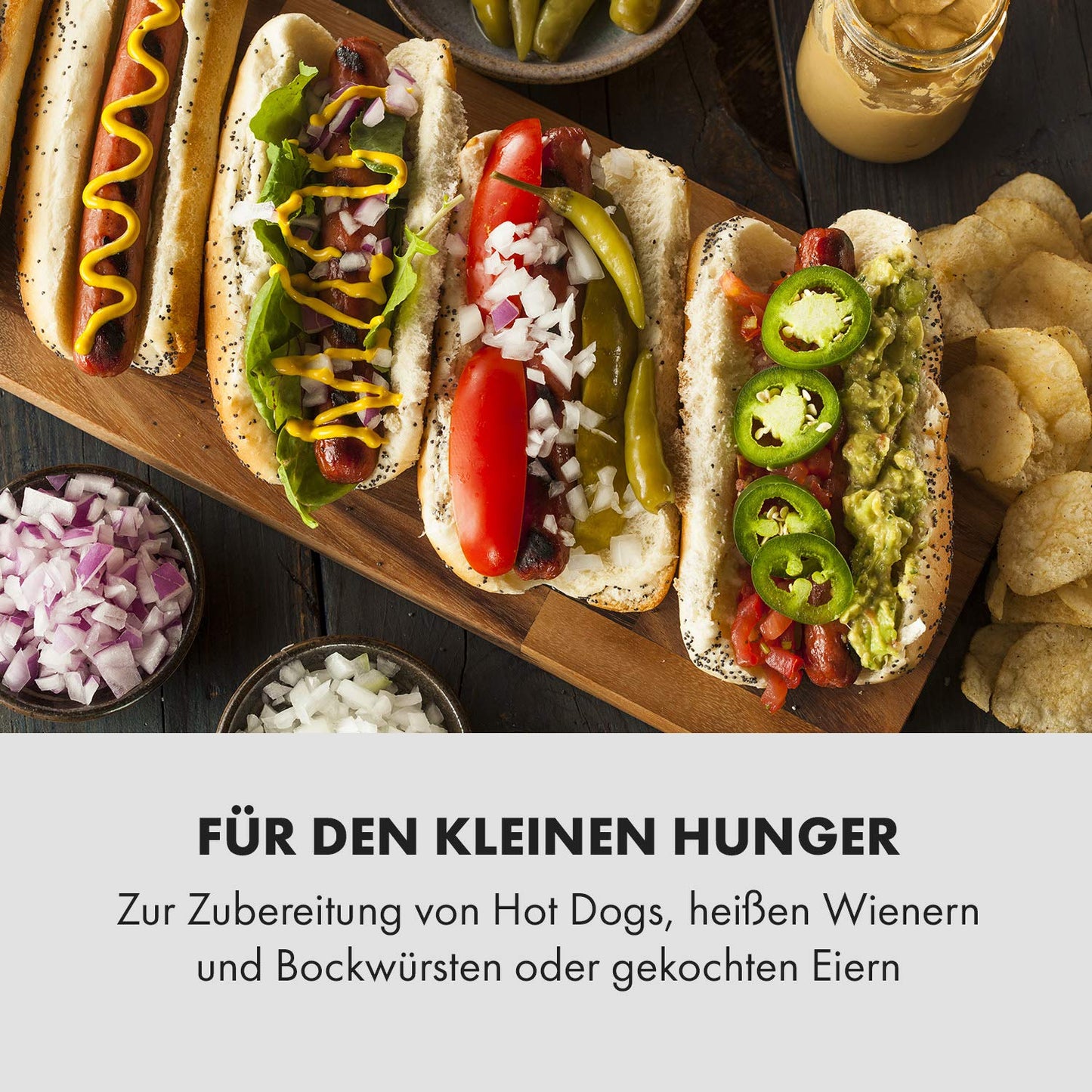 Klarstein Wurstfabrik Pro 550 Hot Dog Maker, 550 Watt, 2 Heizspieße, Temperaturregler 30-100 °C, Glaszylinder: Ø 20 cm, Edelstahlkäfig: Ø 17 cm, Edelstahlgehäuse,Profi Würstchenkocher, silber