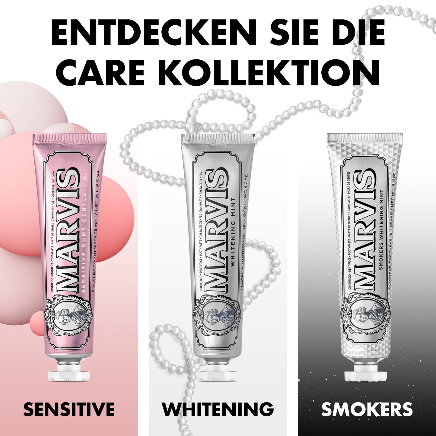 Marvis Whitening Mint Zahnpasta, 85 ml, Whitening Zahnpasta fördert eine natürliche Zahnaufhellung, Zahncreme entfernt Plaque & verleiht langanhaltende Frische
