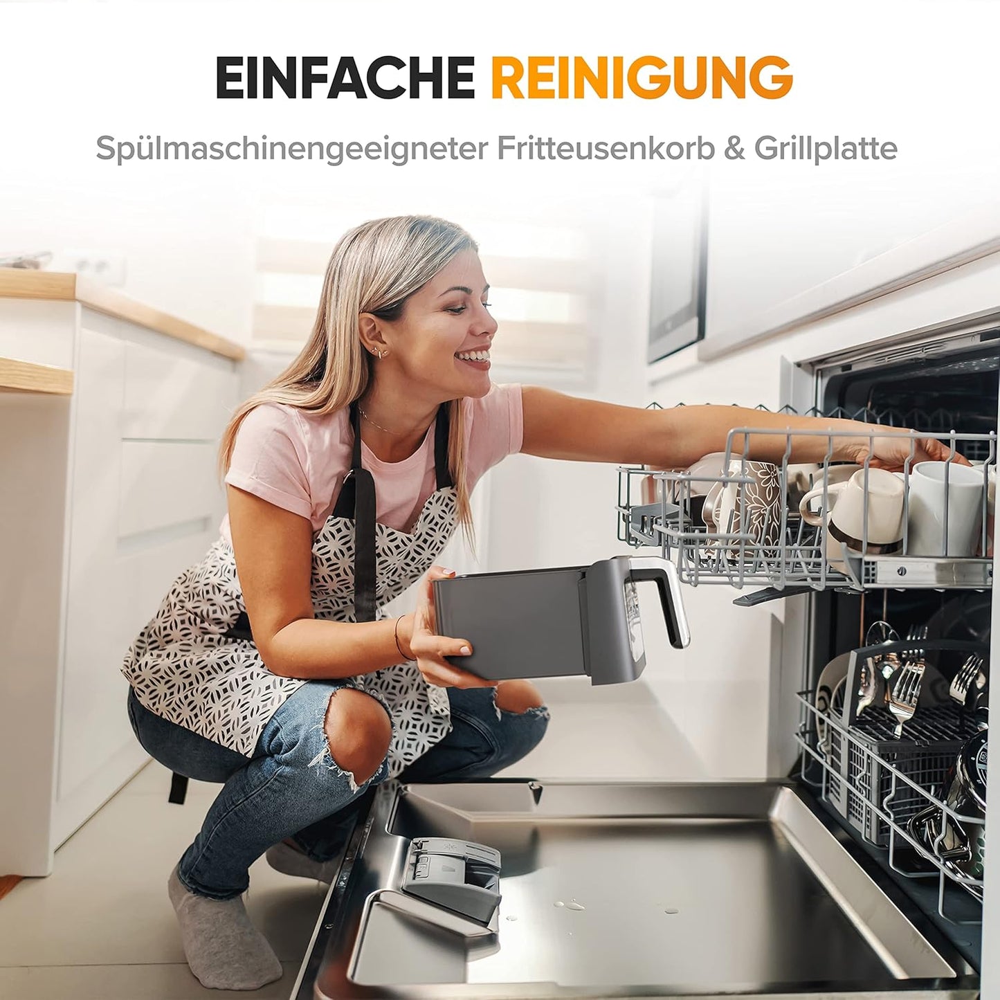 Dripl Heißluftfritteuse 5,7L, XXL Fritteuse mit LCD Touchscreen, AirFryer mit 12 Programmen, Kompakte Heissluftfriteuse mit Digitalem Display, Energieeinsparung, Vorheizen & Warmhalten, ohne Öl