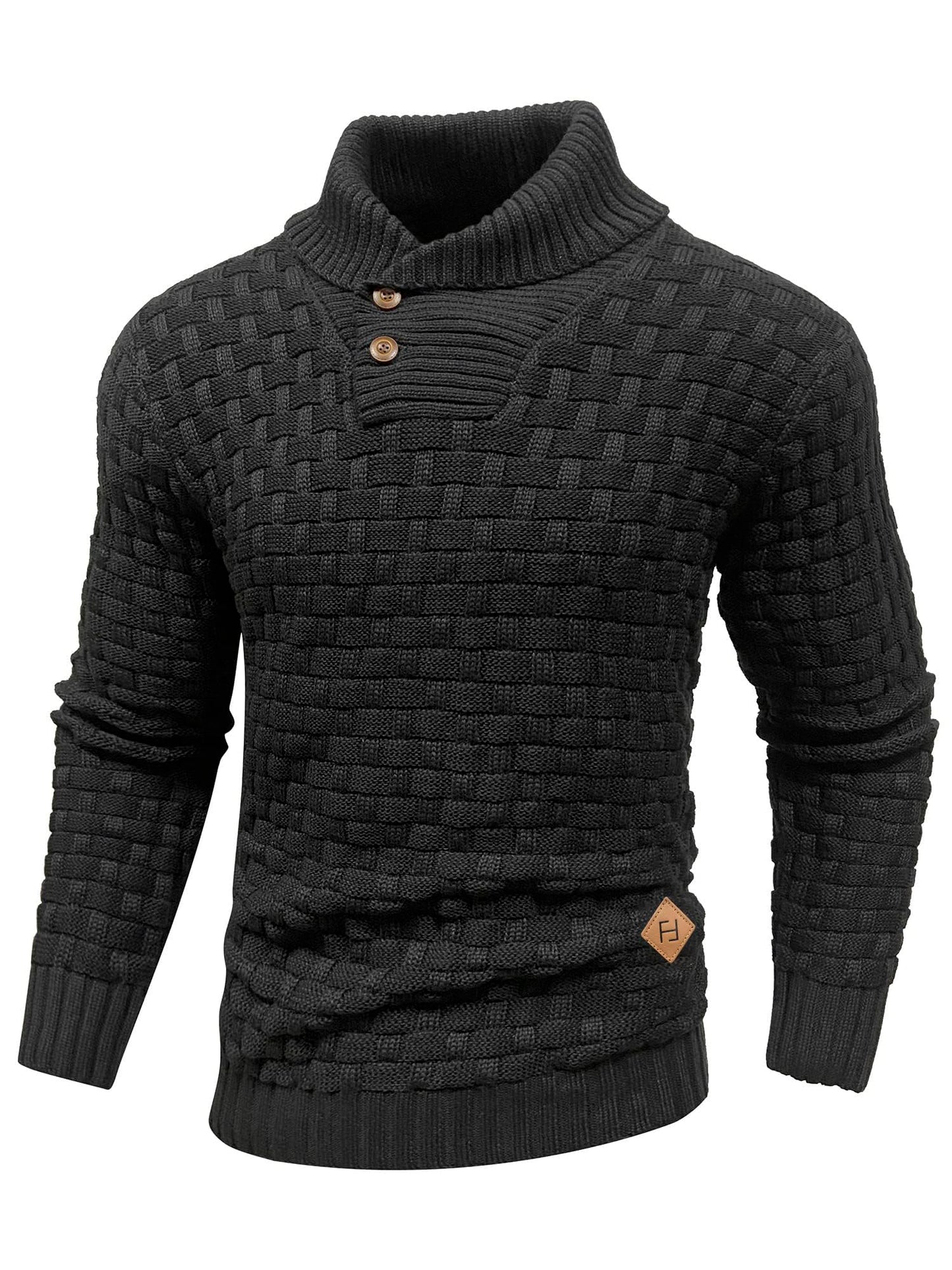 HYPESTFIT Men’s Mock Neck Sweater – Textured Knit Pullover