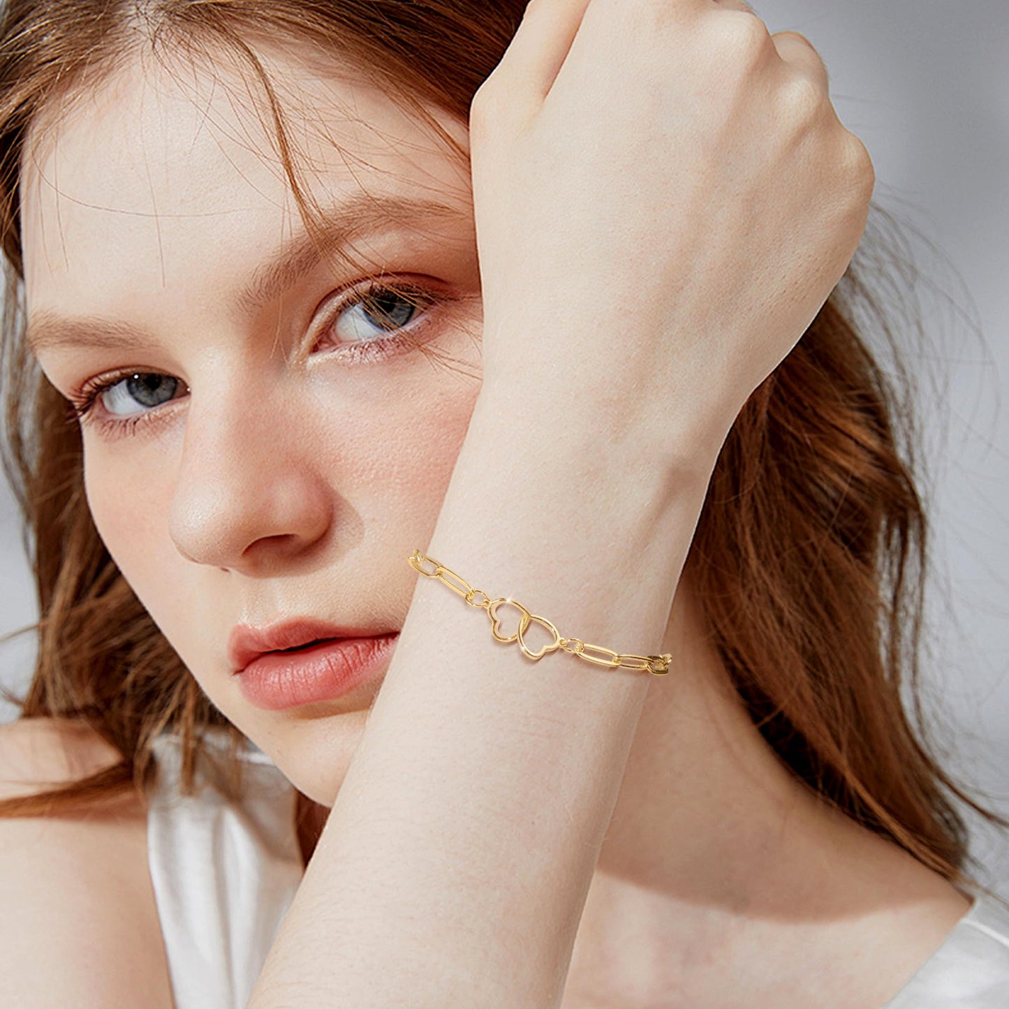 ASH'S CHOICE Double Heart Chain Bracelet