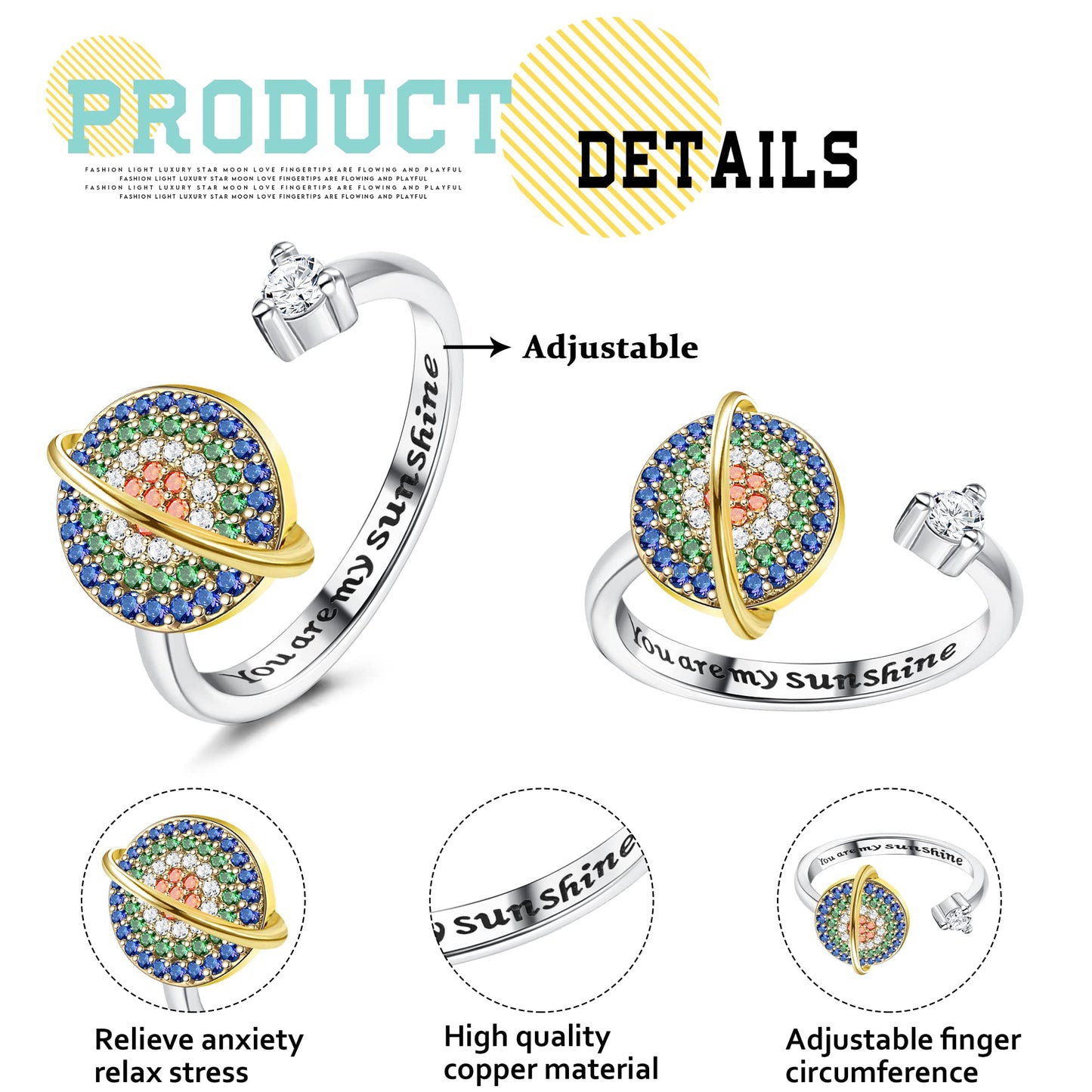 Adramata 2-Piece Anxiety Spinner Rings for Women