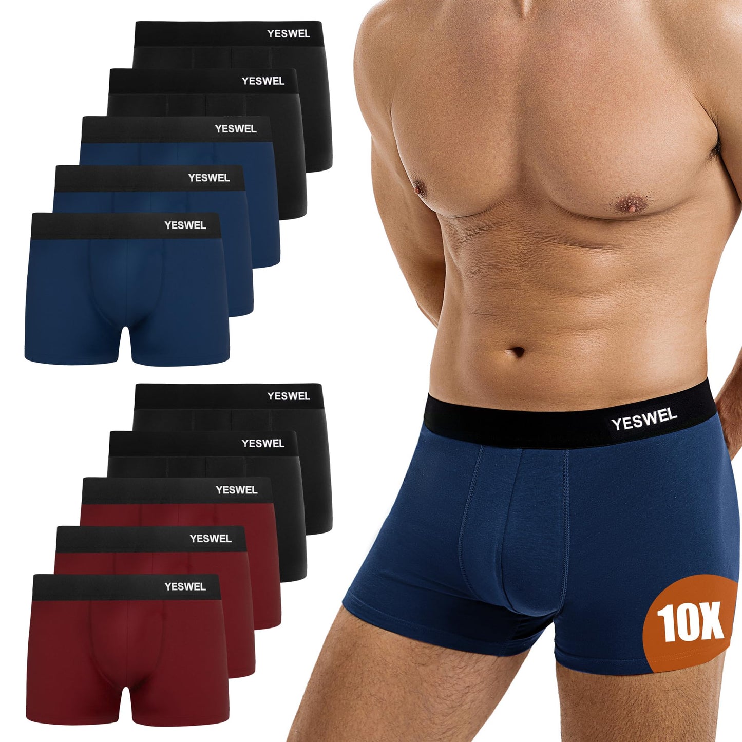 YESWEL Men’s Boxer Shorts 10-Pack