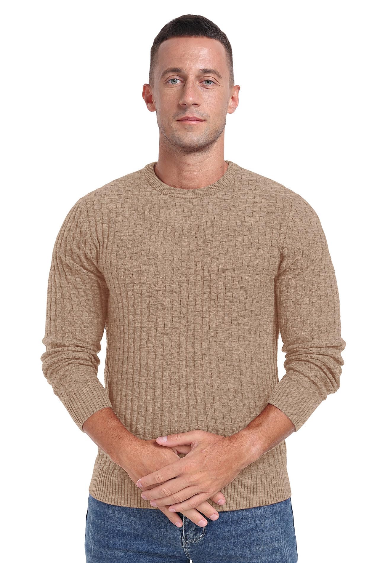 Sailwind Men’s Crew Neck Waffle Knit Sweater